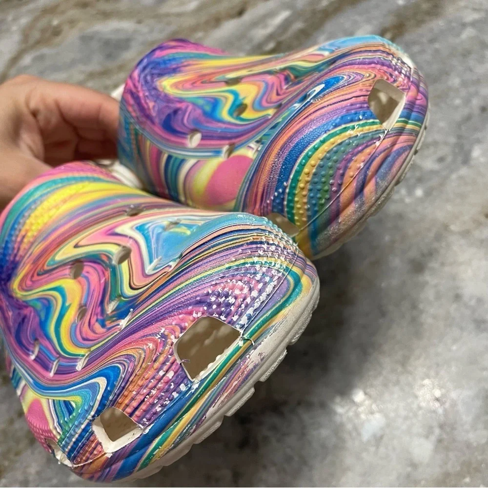 Crocs Out Of This World Classic Clog Tie Dye Swirl Colorful Kids J 3